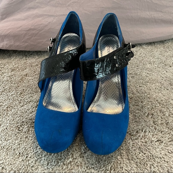 Shoe Dazzle Blue Suede Heels | Size 10 - Picture 2 of 3